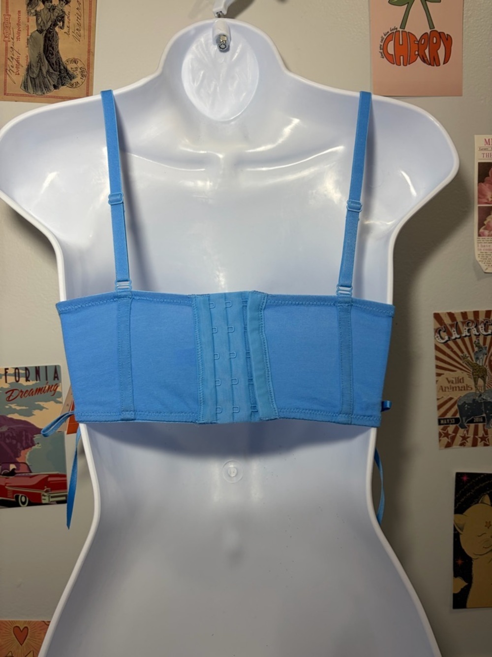 Colsie Sky Blue Lace-Trim Cropped Bralette - Picture 2 of 5